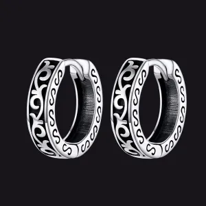 Sterling Silver Vine Celtic Huggie Hoop Earrings for Men