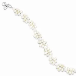 Sterling Silver White Freshwater Cultured Pearl Bracelet