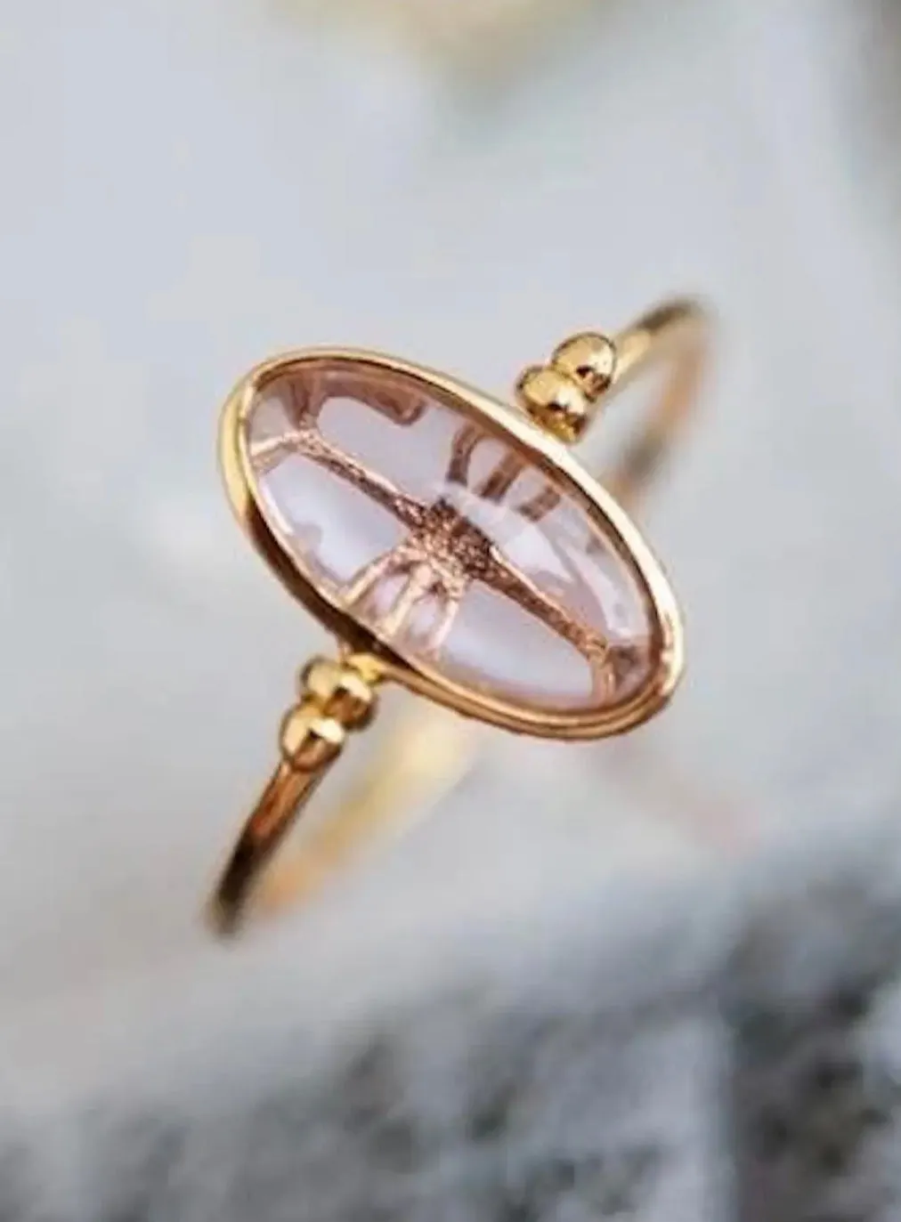 Story&Scout™️ Collection- Lavender swing-Gold turning ring with lavender color Amethyst quartz crystal