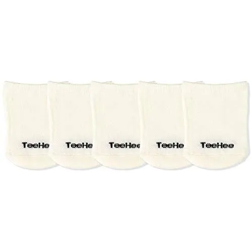 TeeHee Socks Women's Casual Bamboo Toe Topper White 5-Pack (12033)