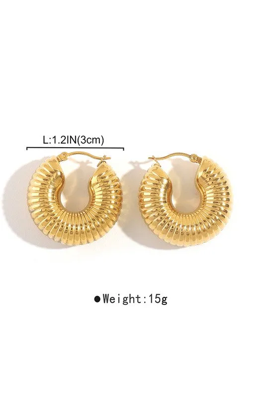 The Allora 18k Gold Plated Textured Hoop Earring