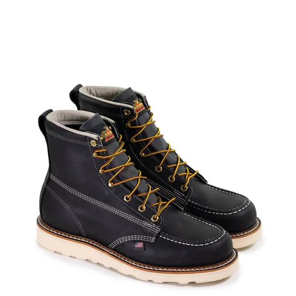 Thorogood 6" Black Moc Toe Work Boot-USA Made- Non-Safety Toe- 814-6201