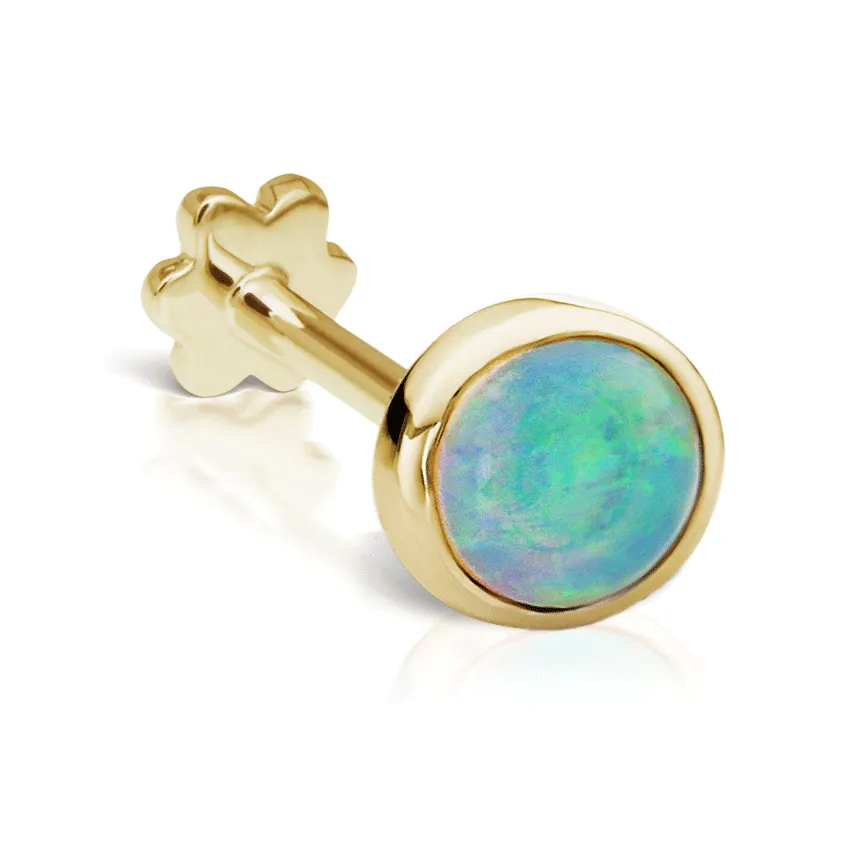 Threaded Opal Earring by Maria Tash in 14K Yellow Gold. Flat Stud.