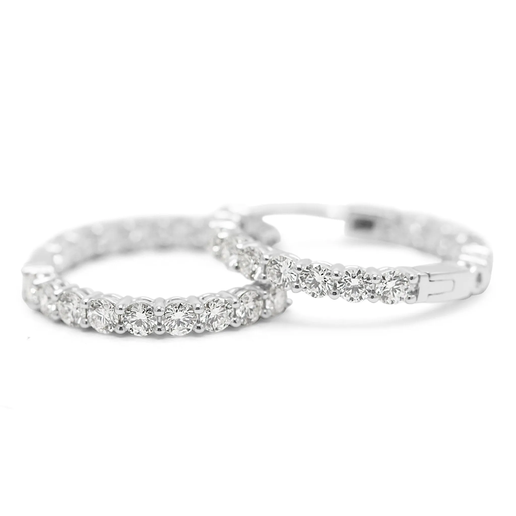 Tiffany Platinum Brilliant Cut Diamond Hoop Earrings