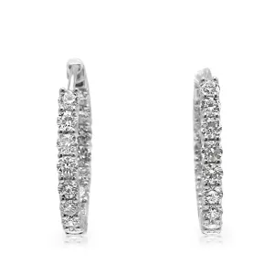 Tiffany Platinum Brilliant Cut Diamond Hoop Earrings