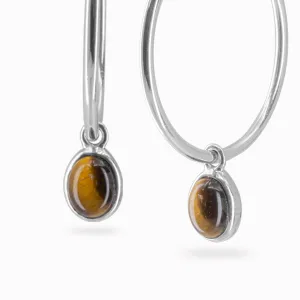 Tiger Eye Hoop Charms