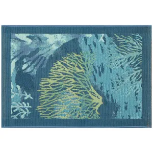 Trans-Ocean ESENCIA Indoor/Outdoor Power Loomed Latex Back Non Slip Mat  - Lapis