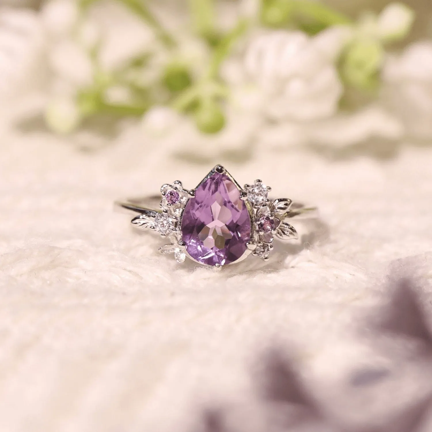 Violet Blooms Amethyst Ring