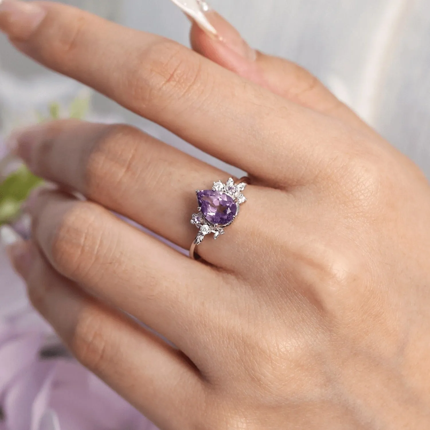 Violet Blooms Amethyst Ring