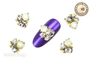 White Opal Cluster Nail Metal Charm Nail Art - 2 pcs