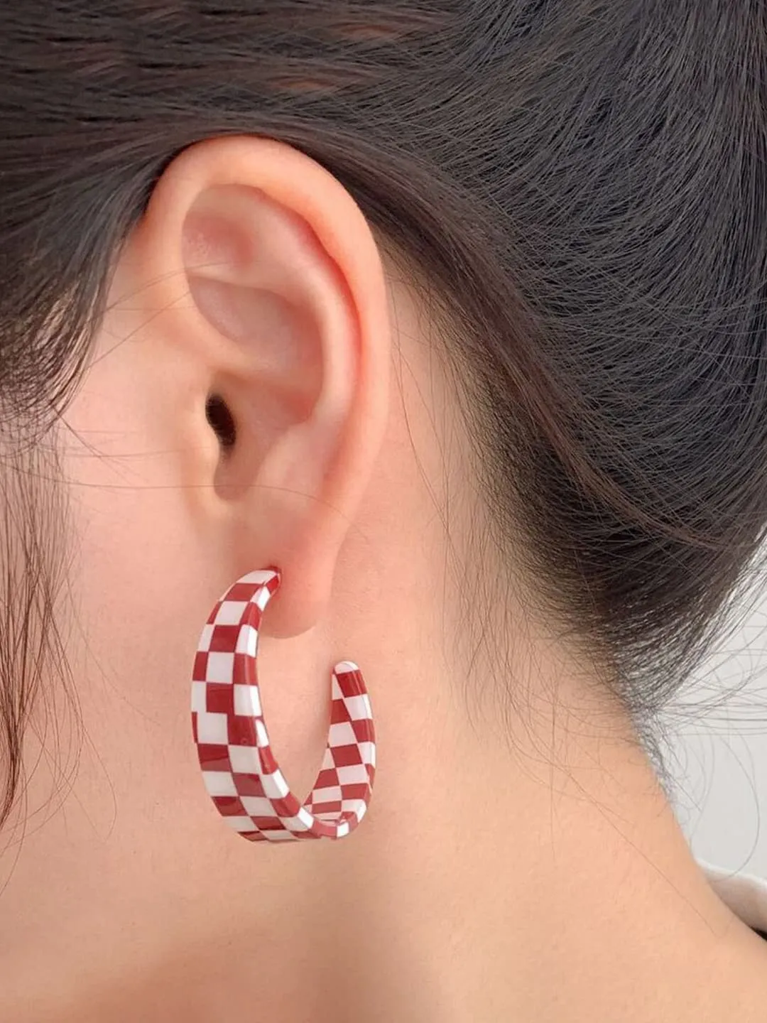 Yellow Chimes Earrings for Women and Girls Fashion Red & White Hoops | Lightweight Minimalist Acrylic Statement Style Hoop Earrings | Birthday Gift for girls and women Anniversary Gift for Wife