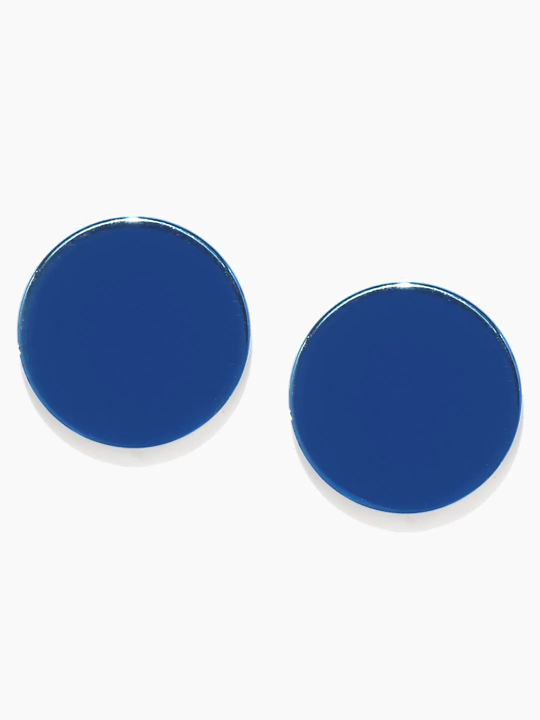 Yellow Chimes Trendy Combo of 2 Pairs Stainless Steel Textured Metallic Blue Hoop Stud Earrings Men and Women